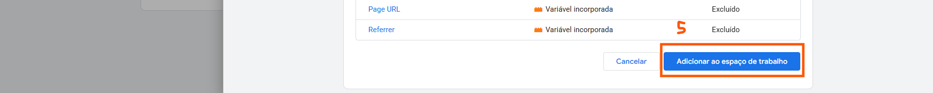 Tela de importar contêiner GTM
